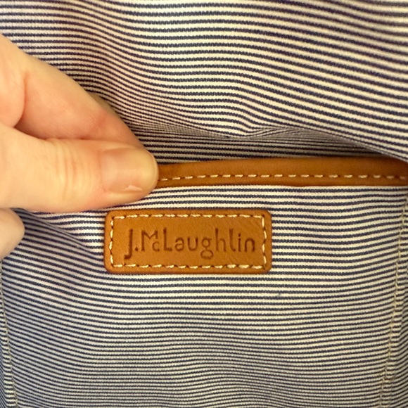 New J. McLaughlin Tan and Black bag with bamboo handles - Picture 3 of 5